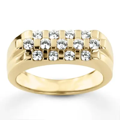 0.75 ct. Round Cut Bar Set Diamond Men's Ring