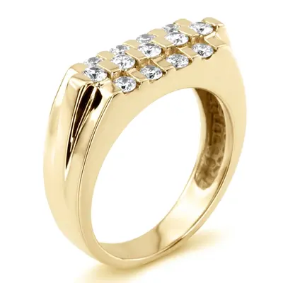 14K white gold 0.75 ct. Round Cut Bar Set Diamond Men's Ring - alternate view 3 thumbnail