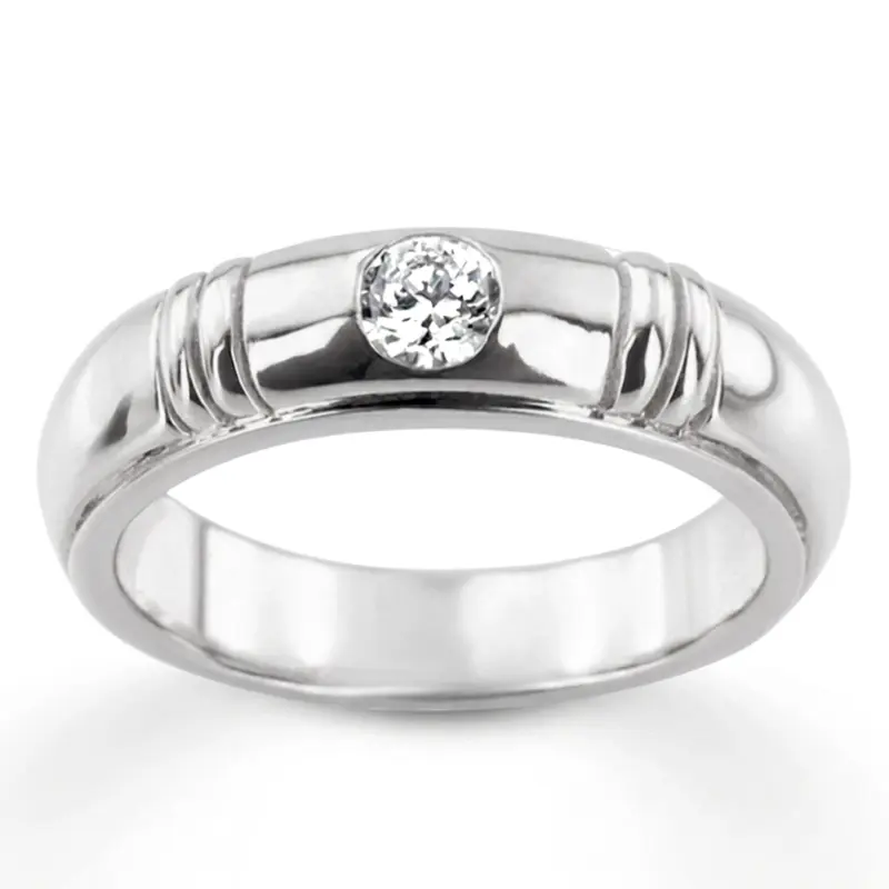 14K white gold 0.40 ct. Round Cut Solitaire Diamond Men's Band - main view