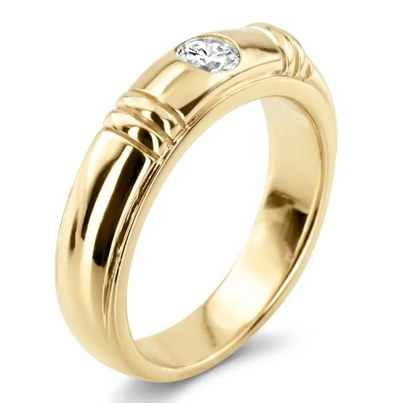 14K white gold 0.40 ct. Round Cut Solitaire Diamond Men's Band - alternate view 3