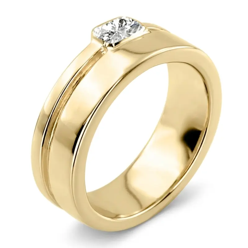 14K white gold 0.33 ct. Emerald Cut Bezel Set Solitaire Diamond Men's Ring - alternate view 6