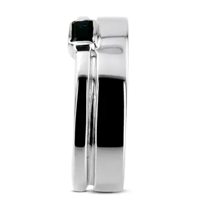 14K white gold 0.33 ct. Emerald Cut Bezel Set Solitaire Diamond Men's Ring - alternate view 7 thumbnail