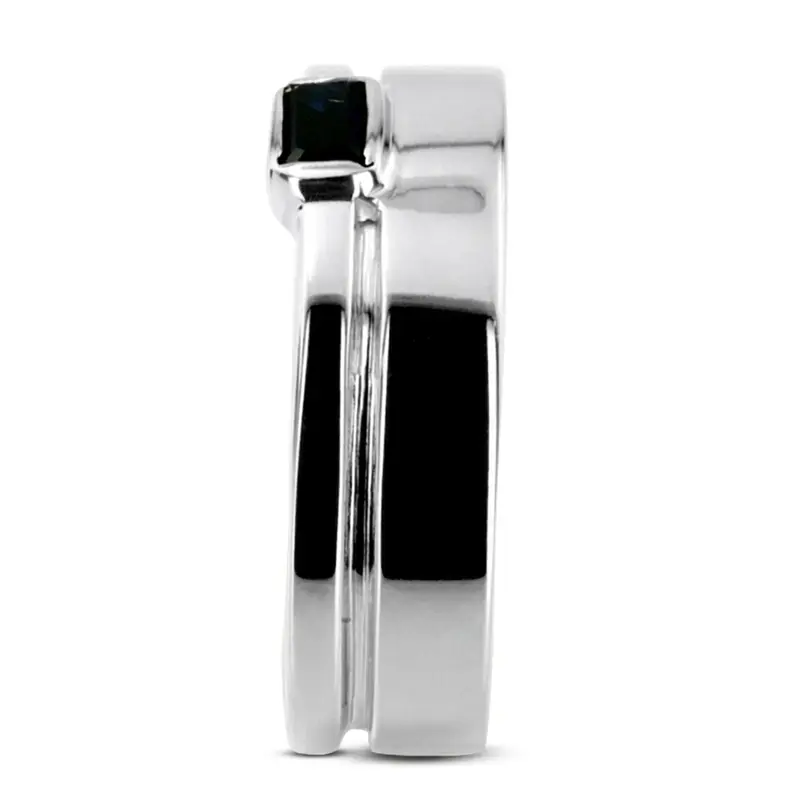 14K white gold 0.33 ct. Emerald Cut Bezel Set Solitaire Diamond Men's Ring - alternate view 7