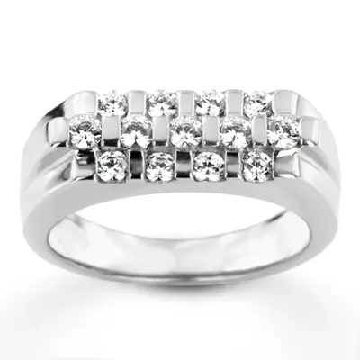 0.75 ct. Round Cut Bar Set Diamond Men's Ring alternate view