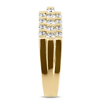 14K white gold 0.75 ct. Round Cut Bar Set Diamond Men's Ring - alternate view 5 thumbnail