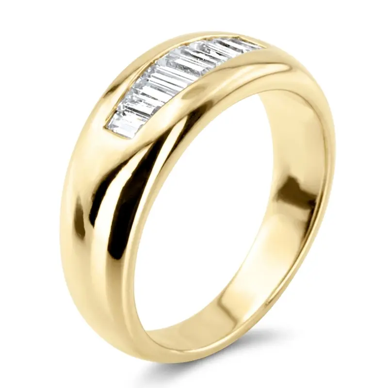 14K white gold 0.61 ct. tw. Baguette Channel Set Diamond Men's Ring - alternate view 5