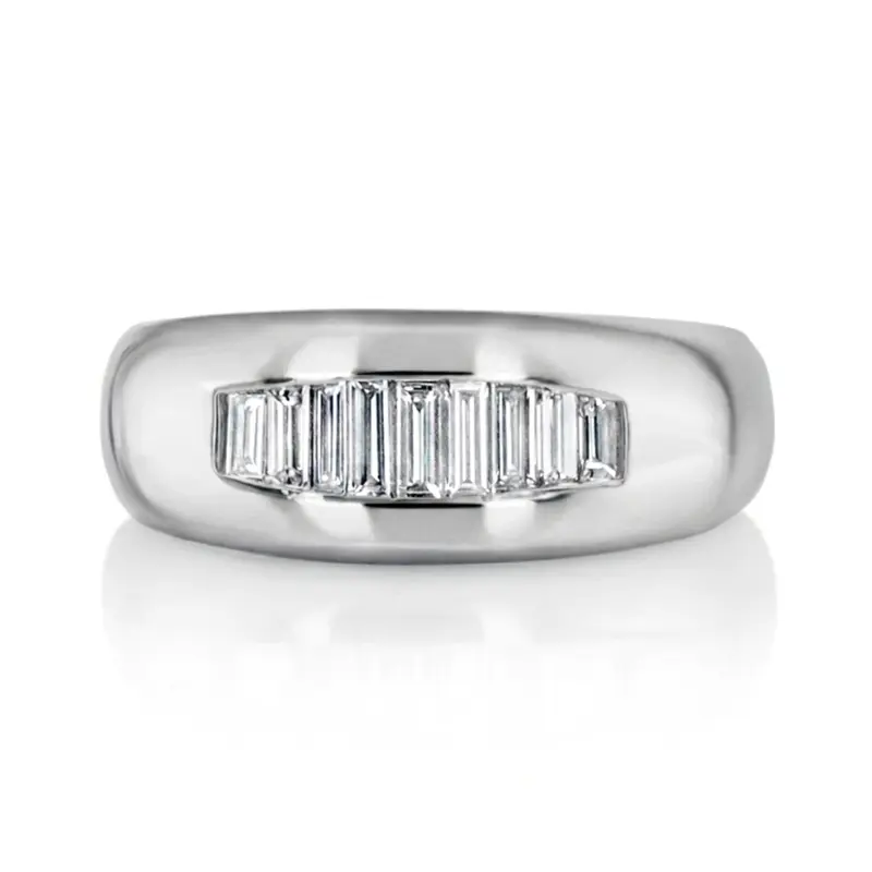 14K white gold 0.61 ct. tw. Baguette Channel Set Diamond Men's Ring - alternate view 2