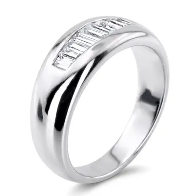 14K white gold 0.61 ct. tw. Baguette Channel Set Diamond Men's Ring - alternate view 6 thumbnail