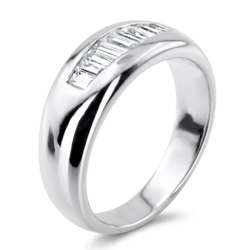14K white gold 0.61 ct. tw. Baguette Channel Set Diamond Men's Ring - alternate view 6