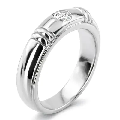 14K white gold 0.40 ct. Round Cut Solitaire Diamond Men's Band - alternate view 6 thumbnail