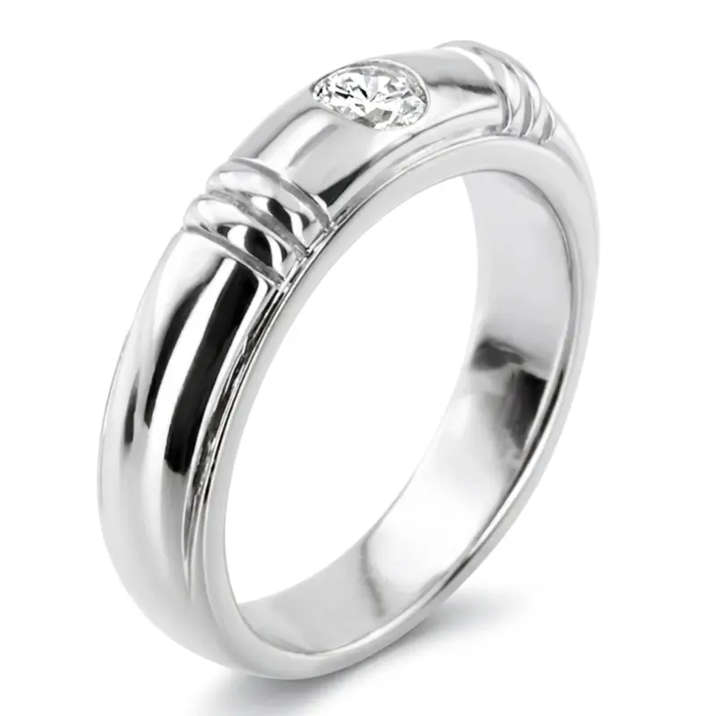 14K white gold 0.40 ct. Round Cut Solitaire Diamond Men's Band - alternate view 6