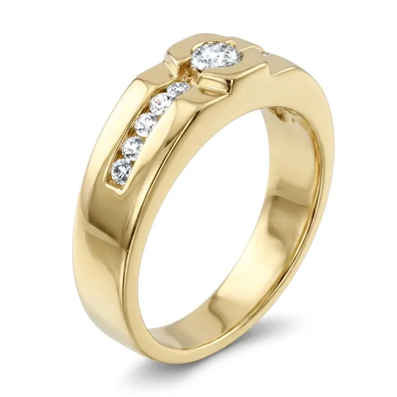 14K white gold 0.55 ct. Round Cut Bezel Set Diamond Men's Ring - alternate view 7