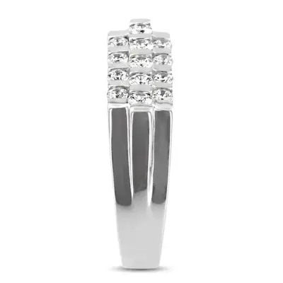 14K white gold 0.75 ct. Round Cut Bar Set Diamond Men's Ring - alternate view 6 thumbnail