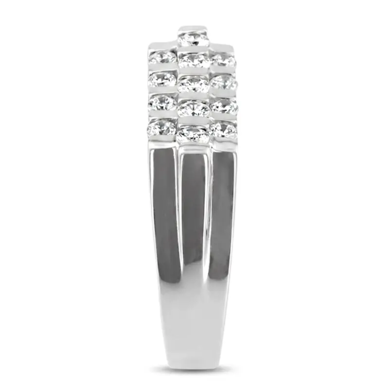 14K white gold 0.75 ct. Round Cut Bar Set Diamond Men's Ring - alternate view 6