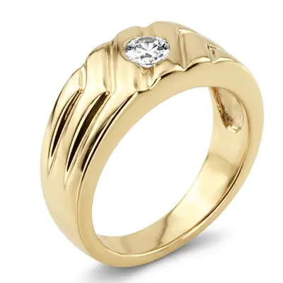 14K white gold 0.25 ct. Bezel Set Solitaire Diamond Men's Band - alternate view 5 thumbnail