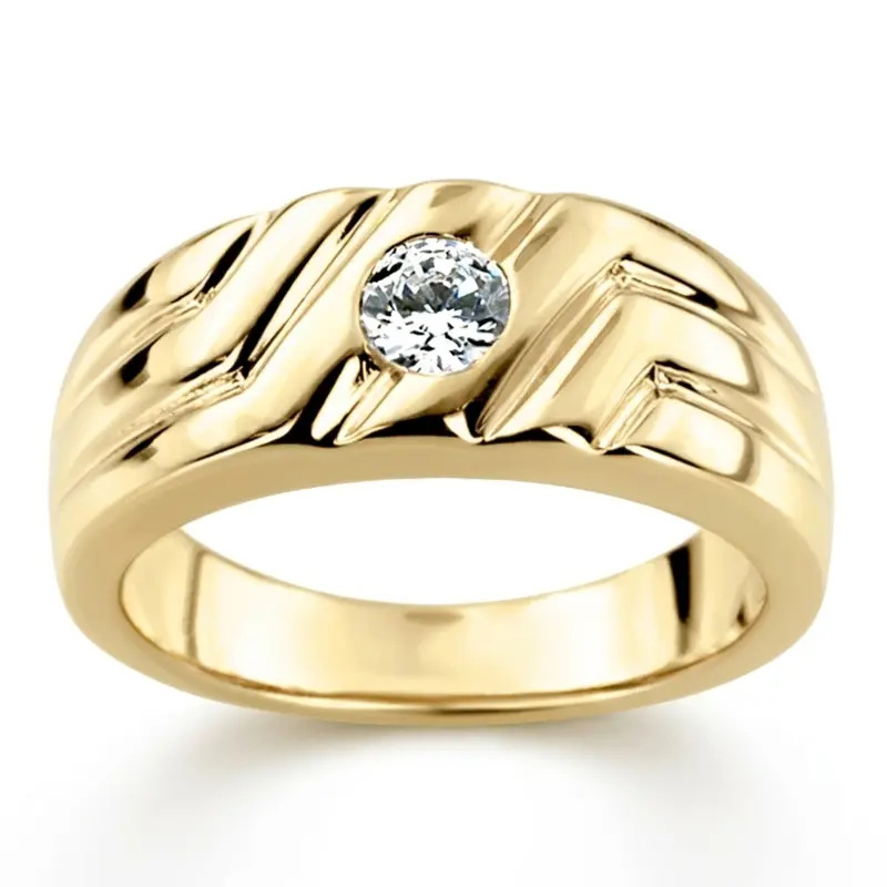 14K white gold 0.25 ct. Bezel Set Solitaire Diamond Men's Band - main view