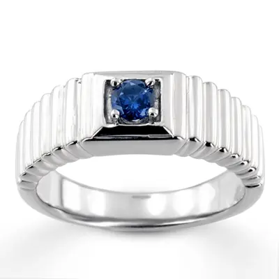14K white gold 0.25 ct. Round Cut Solitaire Diamond Men's Ring - main view thumbnail