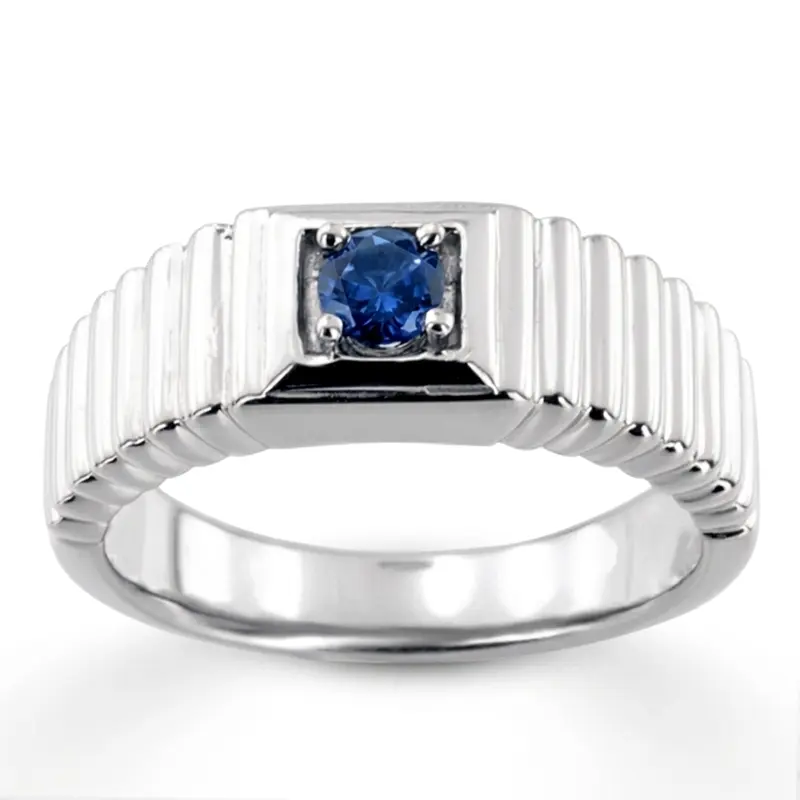 14K white gold 0.25 ct. Round Cut Solitaire Diamond Men's Ring - main view