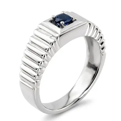 14K white gold 0.25 ct. Round Cut Solitaire Diamond Men's Ring - alternate view 6 thumbnail