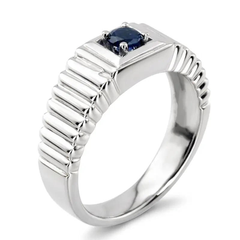 14K white gold 0.25 ct. Round Cut Solitaire Diamond Men's Ring - alternate view 6