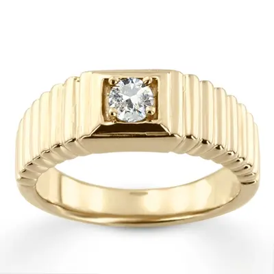 14K white gold 0.25 ct. Round Cut Solitaire Diamond Men's Ring - alternate view 2 thumbnail