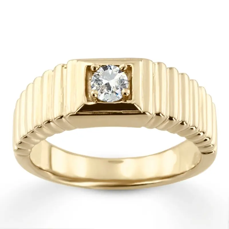 14K white gold 0.25 ct. Round Cut Solitaire Diamond Men's Ring - alternate view 2