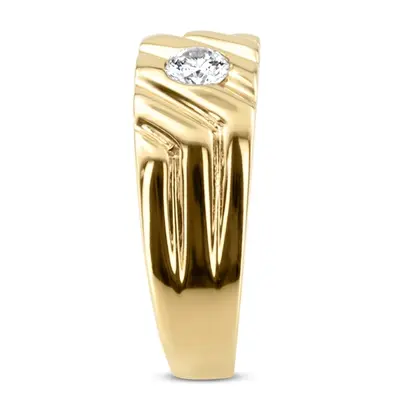 14K white gold 0.25 ct. Bezel Set Solitaire Diamond Men's Band - alternate view 3 thumbnail