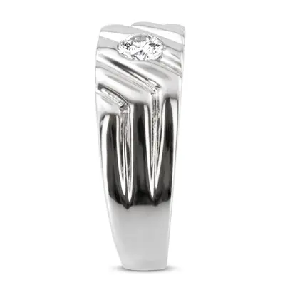 14K white gold 0.25 ct. Bezel Set Solitaire Diamond Men's Band - alternate view 4 thumbnail