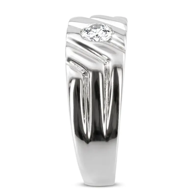 14K white gold 0.25 ct. Bezel Set Solitaire Diamond Men's Band - alternate view 4