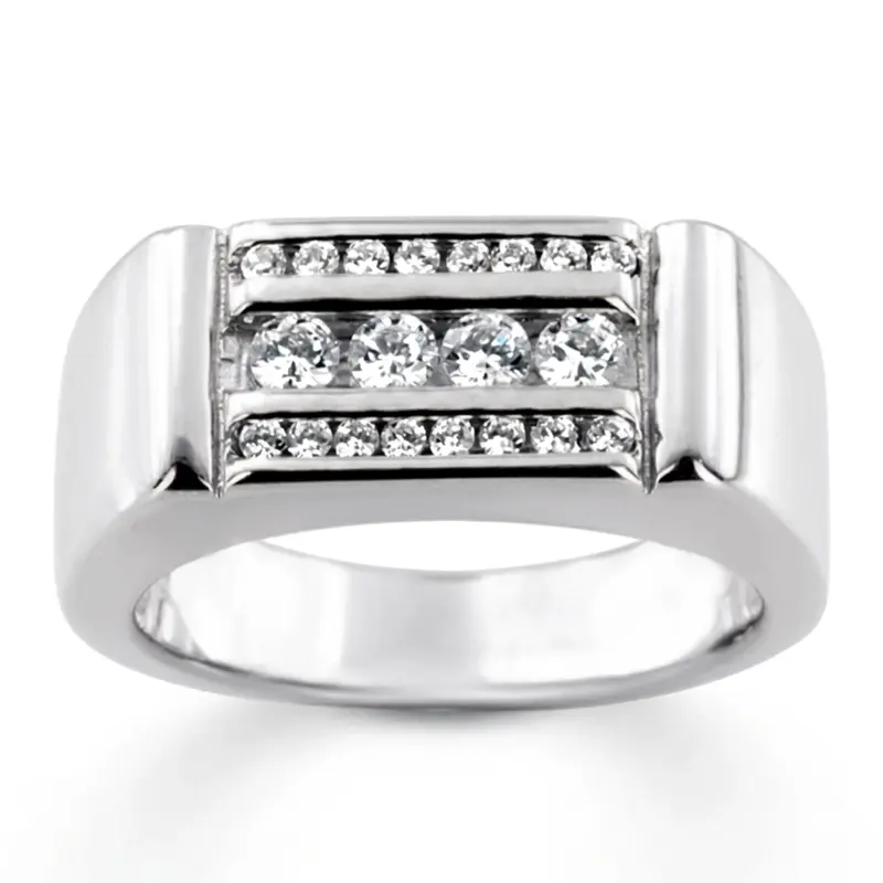 14K white gold 0.56 ct. Channel Set Diamond Men's Ring - main view