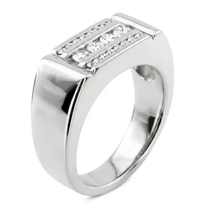 14K white gold 0.56 ct. Channel Set Diamond Men's Ring - alternate view 5 thumbnail