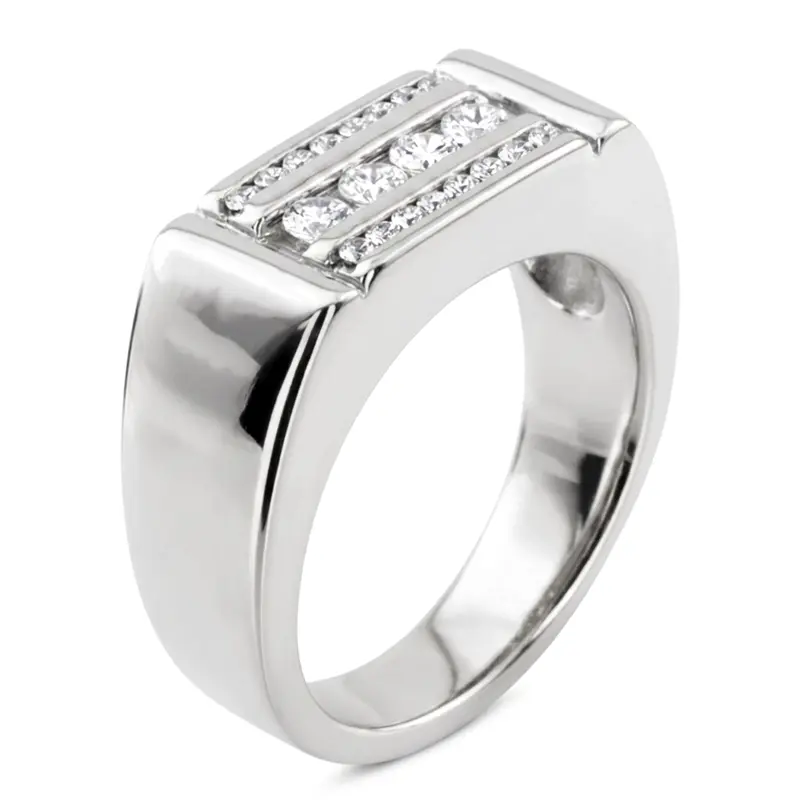 14K white gold 0.56 ct. Channel Set Diamond Men's Ring - alternate view 5