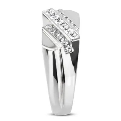14K white gold 0.91 ct. Channel Set Diamond Men's Band - alternate view 4 thumbnail