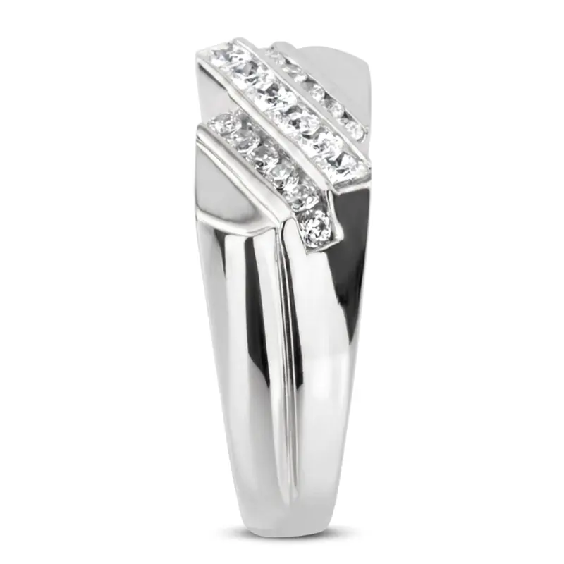 14K white gold 0.91 ct. Channel Set Diamond Men's Band - alternate view 4