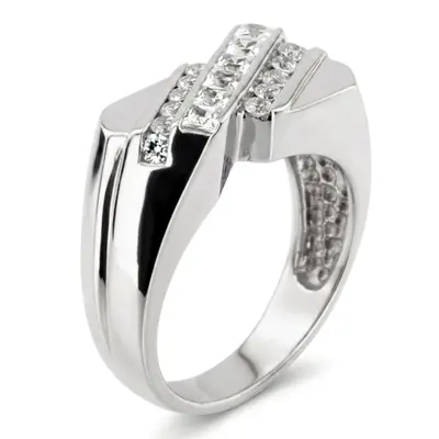 14K white gold 0.91 ct. Channel Set Diamond Men's Band - alternate view 5 thumbnail