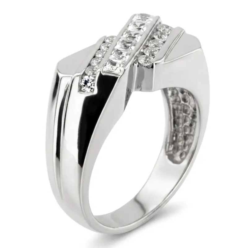 14K white gold 0.91 ct. Channel Set Diamond Men's Band - alternate view 5