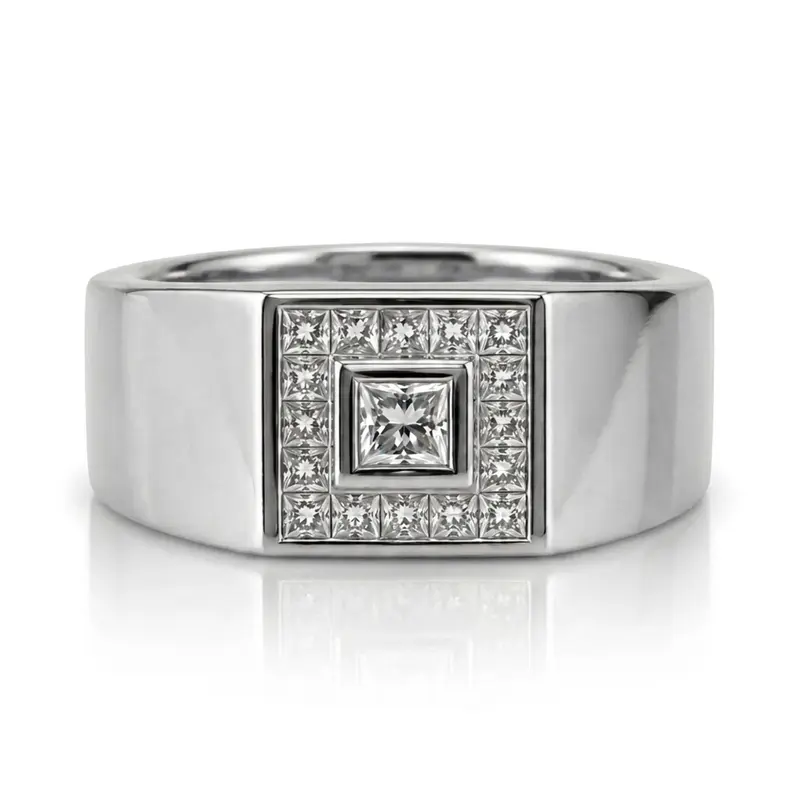 14K white gold 1.62 ct. Princess Cut Channel Set Diamond Men's Ring - alternate view 4