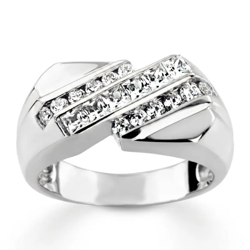 14K white gold 0.91 ct. Channel Set Diamond Men's Band - main view