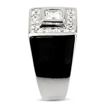 14K white gold 1.62 ct. Princess Cut Channel Set Diamond Men's Ring - alternate view 8 thumbnail