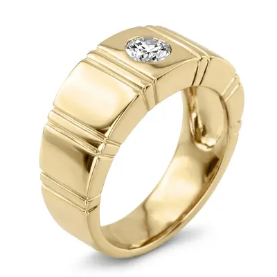 14K white gold 0.50 ct. Round Cut Bezel Set Solitaire Diamond Men's Ring - alternate view 6 thumbnail
