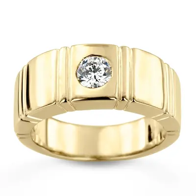 0.50 ct. Round Cut Bezel Set Solitaire Diamond Men's Ring alternate view