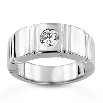 0.50 ct. Round Cut Bezel Set Solitaire Diamond Men's Ring