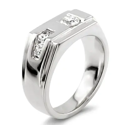 14K white gold 0.62 ct. Channel Set Diamond Men's Ring - alternate view 5 thumbnail