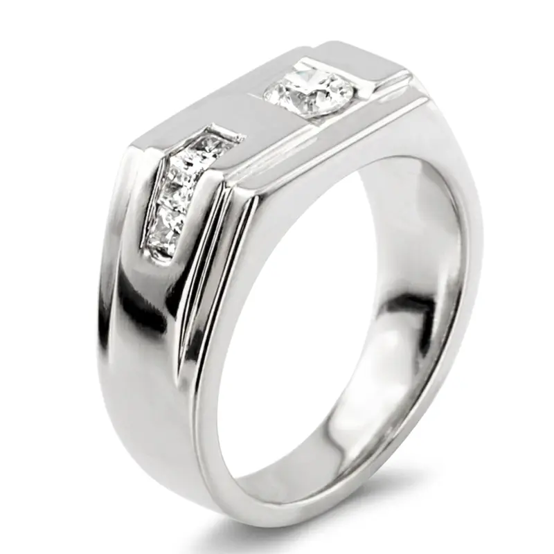 14K white gold 0.62 ct. Channel Set Diamond Men's Ring - alternate view 5