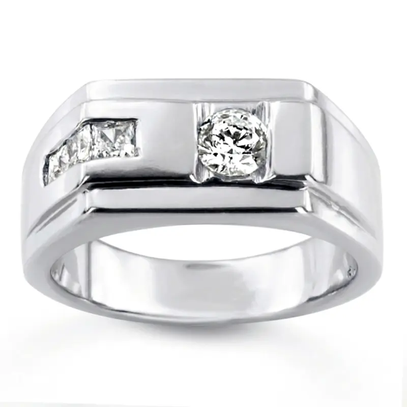 14K white gold 0.62 ct. Channel Set Diamond Men's Ring - main view