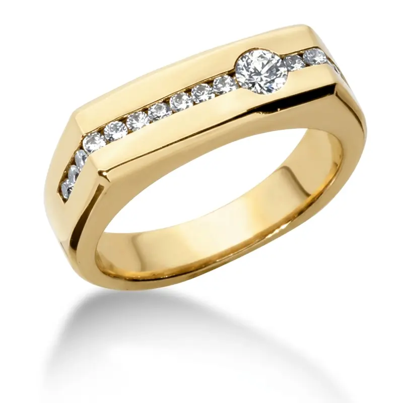 14K white gold 0.50 ct. Round Cut Channel Set Diamond Men Ring - alternate view 2