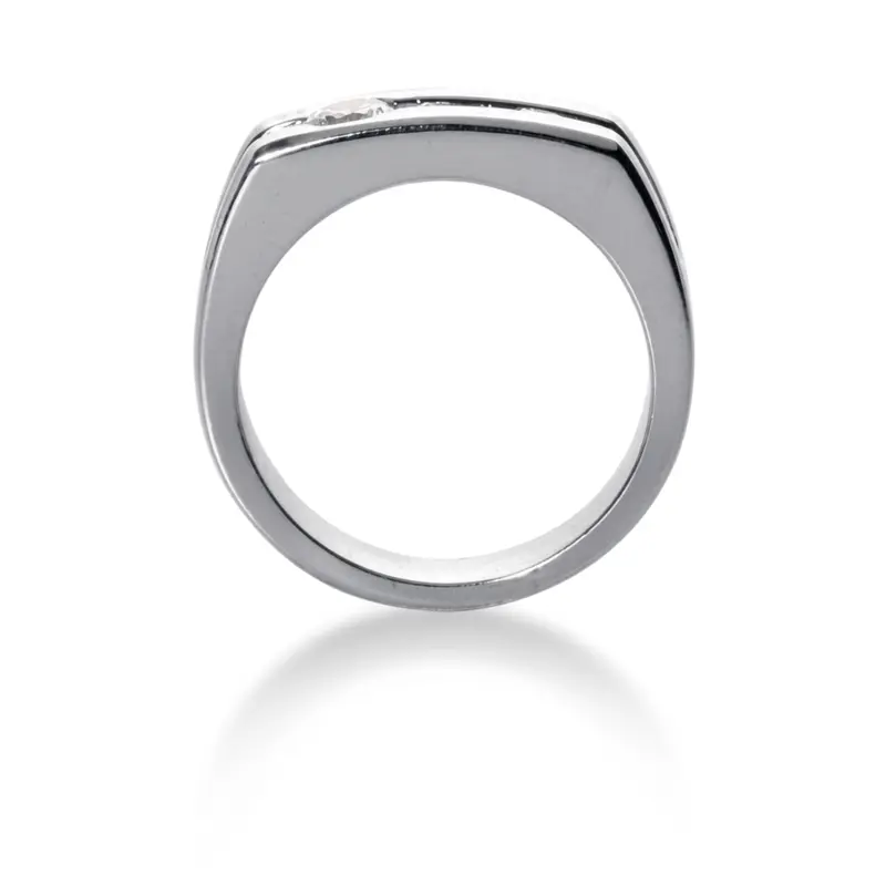 14K white gold 0.50 ct. Round Cut Channel Set Diamond Men Ring - alternate view 3