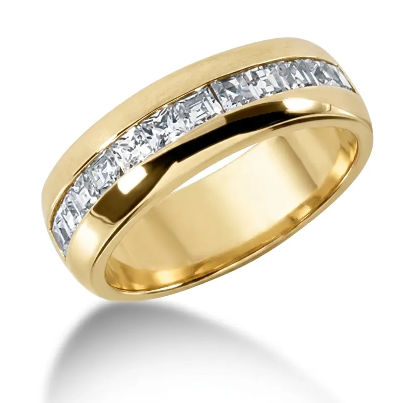 14K white gold 1.20 ct. Princess Cut Channel Set Diamond Men's Ring - alternate view 2