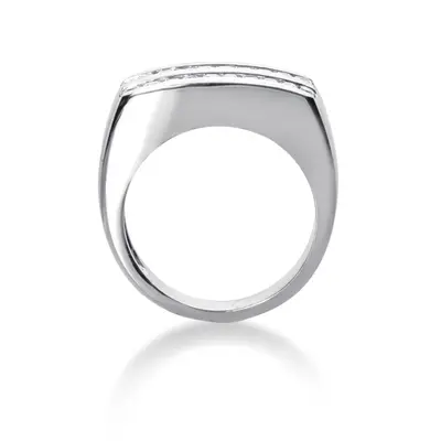 14K white gold 1.00 ct. Princess Cut Channel Set Diamond Men's Ring - alternate view 3 thumbnail