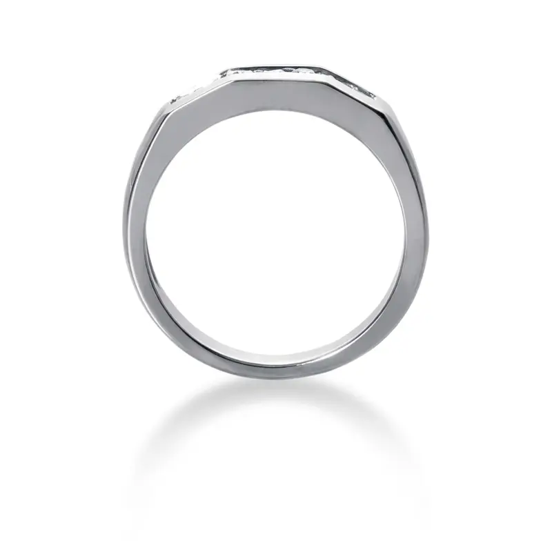 14K white gold 0.21 ct. Round Cut Channel Set Diamond Men's Ring - alternate view 3